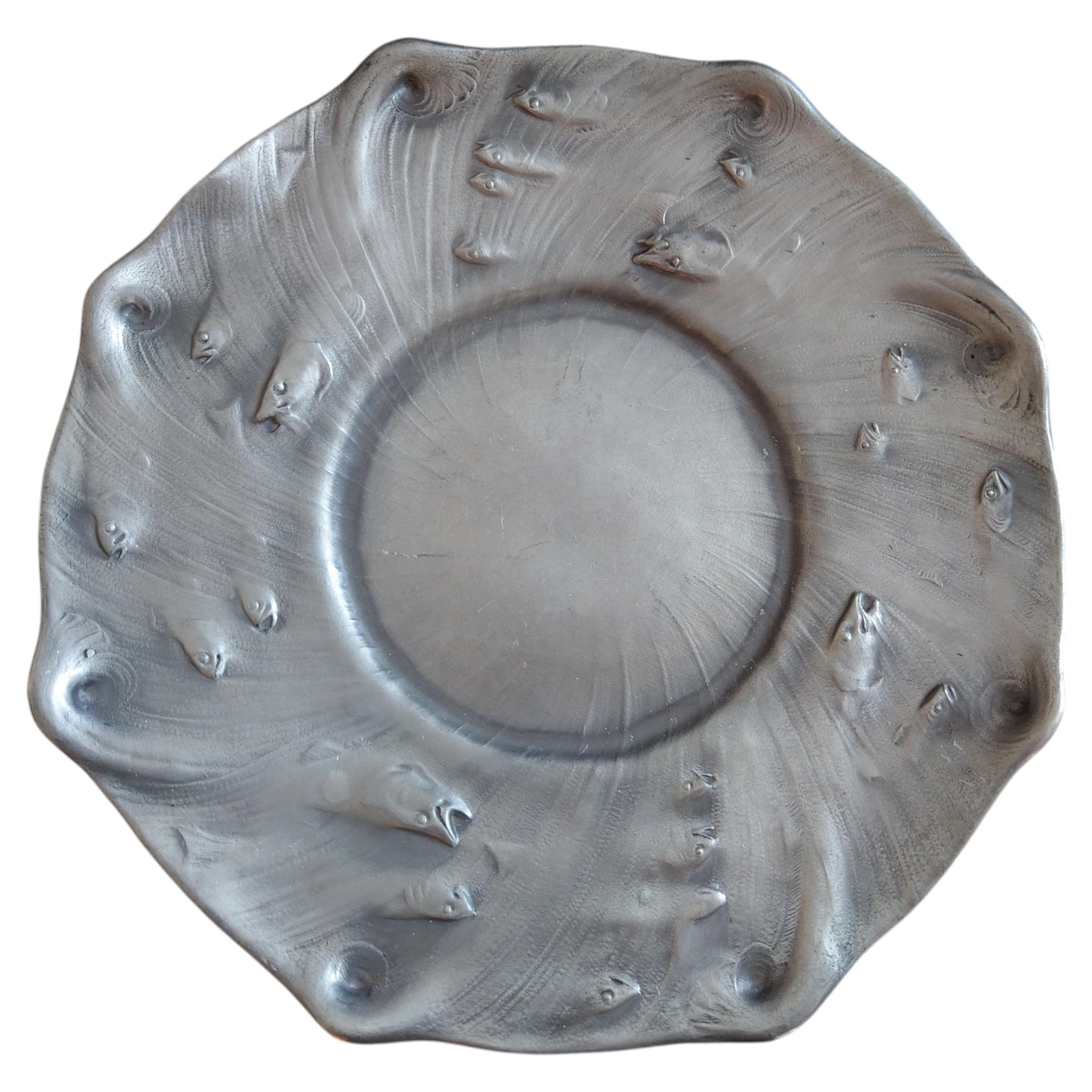 Plate, Olof Ahlberg, Schreuder & Olsson, Museum, Jugendstil/Art Nouveau , Pewter