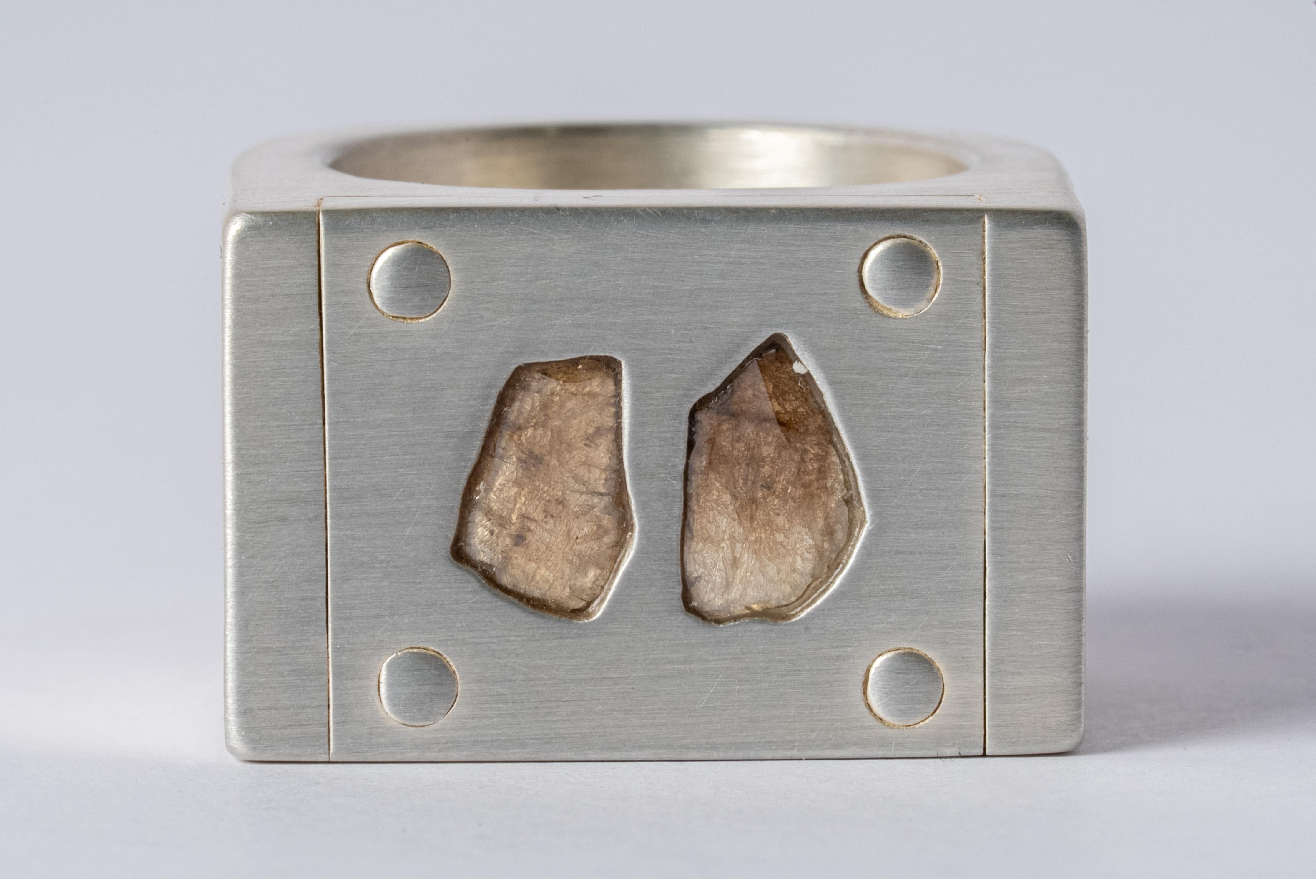 For Sale:  Plate Ring Single (0.6 CT, 2 Diamond Slabs, 17mm, MA+DIA) 2