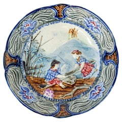 Plate with Faience Plate with Children Playing Swing Walmuel, Belgium, 19th C