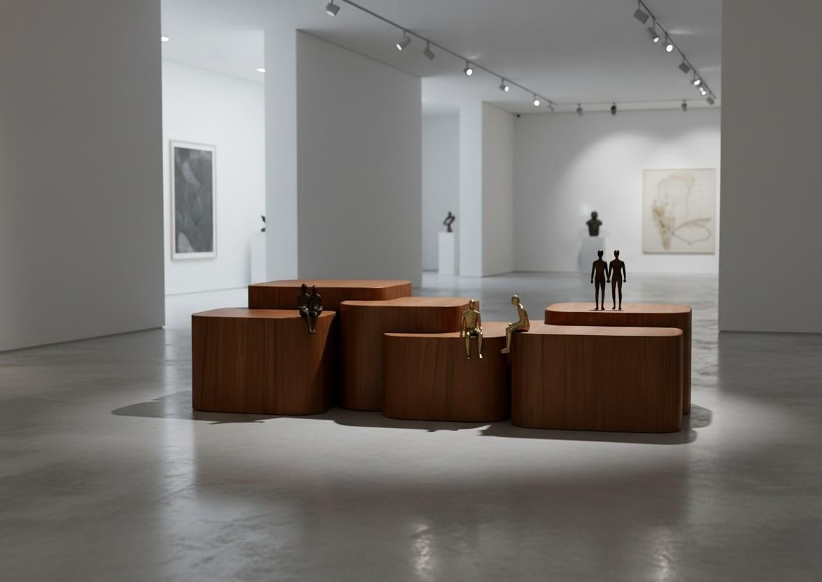 Hand-Crafted Platea Coffee Table In Matte Walnut By Sidani Design For Sale