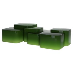 Platea Green Horizon Coffee Table, Hand-Polished Gradient Lacquer-Sidani Design