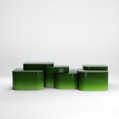 Platea Green Horizon – Coffee Table in Hand-Polished High-Gloss Gradient Lacquer