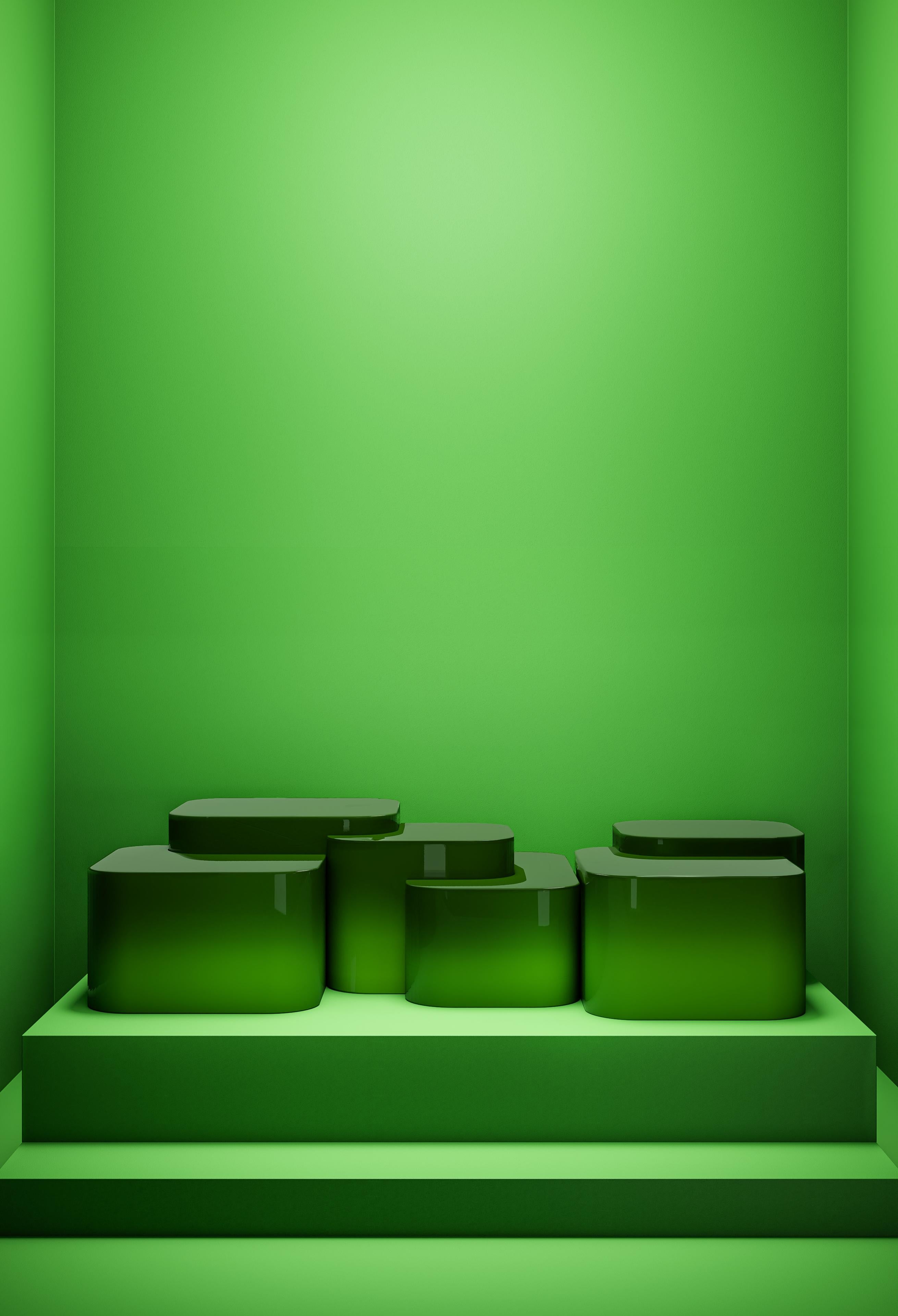 Platea Green Horizon - Couchtisch aus handpoliertem Hochglanzlack mit Farbverlauf im Zustand „Neu“ im Angebot in NEW YORK, NY