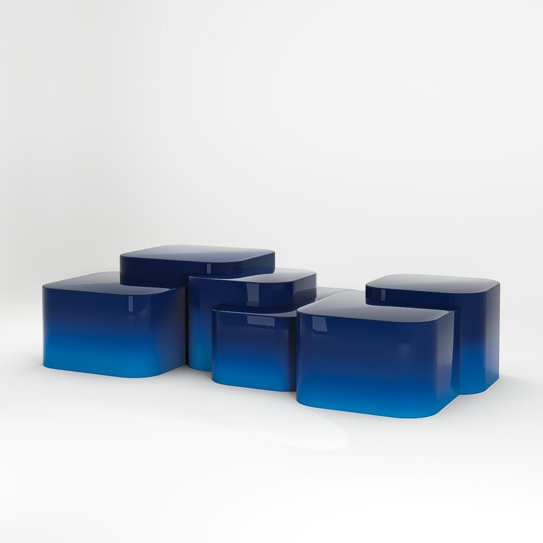 Contemporary Platea Green Horizon – Coffee Table in Hand-Polished High-Gloss Gradient Lacquer For Sale