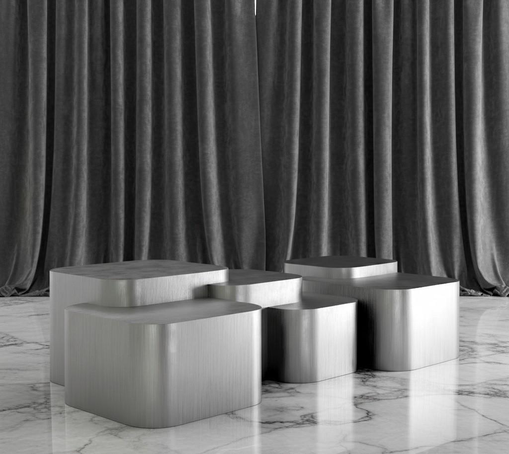 Platea Metalica – Architectural Coffee Table in Brushed Brass By Sidani Design For Sale 6