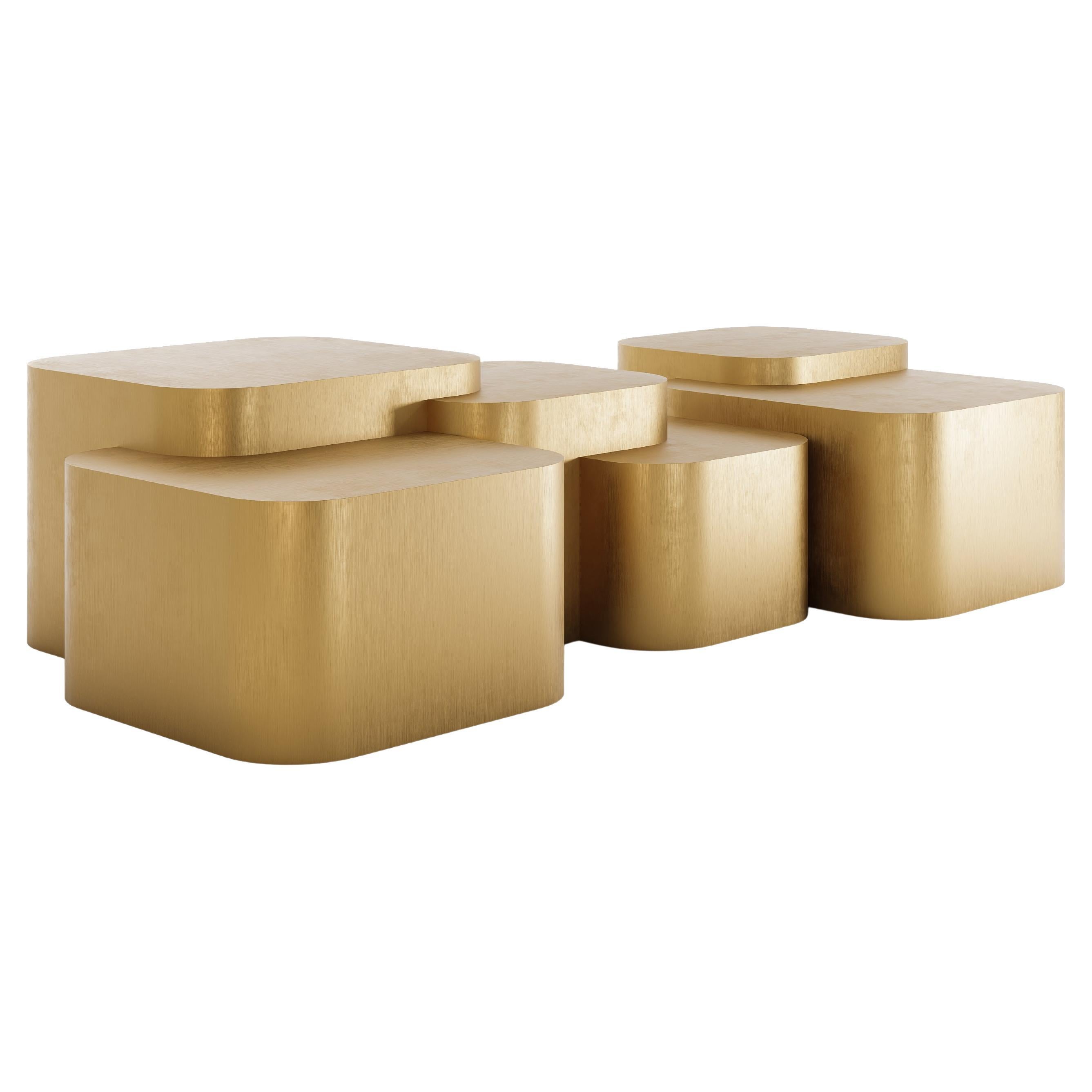 Platea Metalica – Architectural Coffee Table in Brushed Brass By Sidani Design