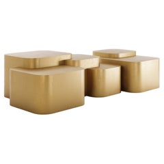 Platea Metalica – Architectural Coffee Table in Brushed Brass By Sidani Design