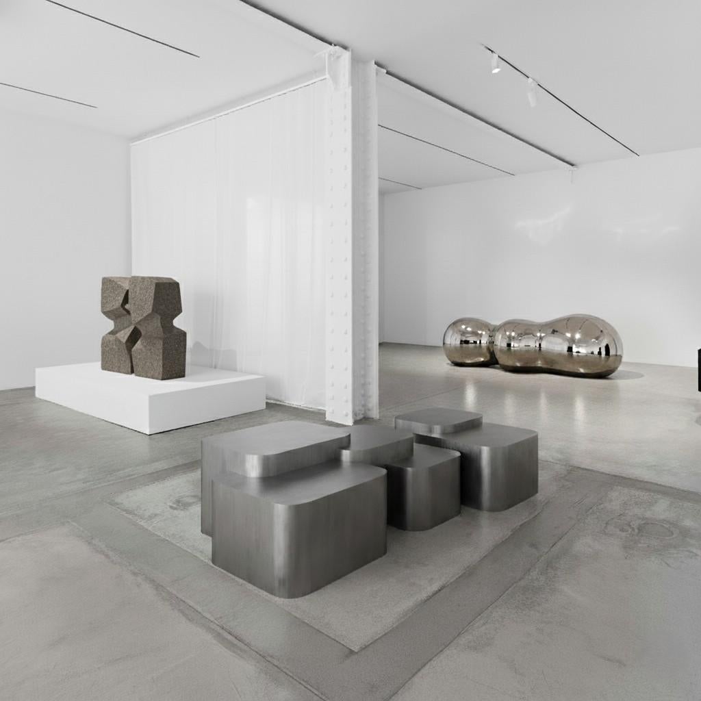 Contemporary Platea Metalica – Architectural Coffee Table in Brushed Inox By Sidani Design For Sale