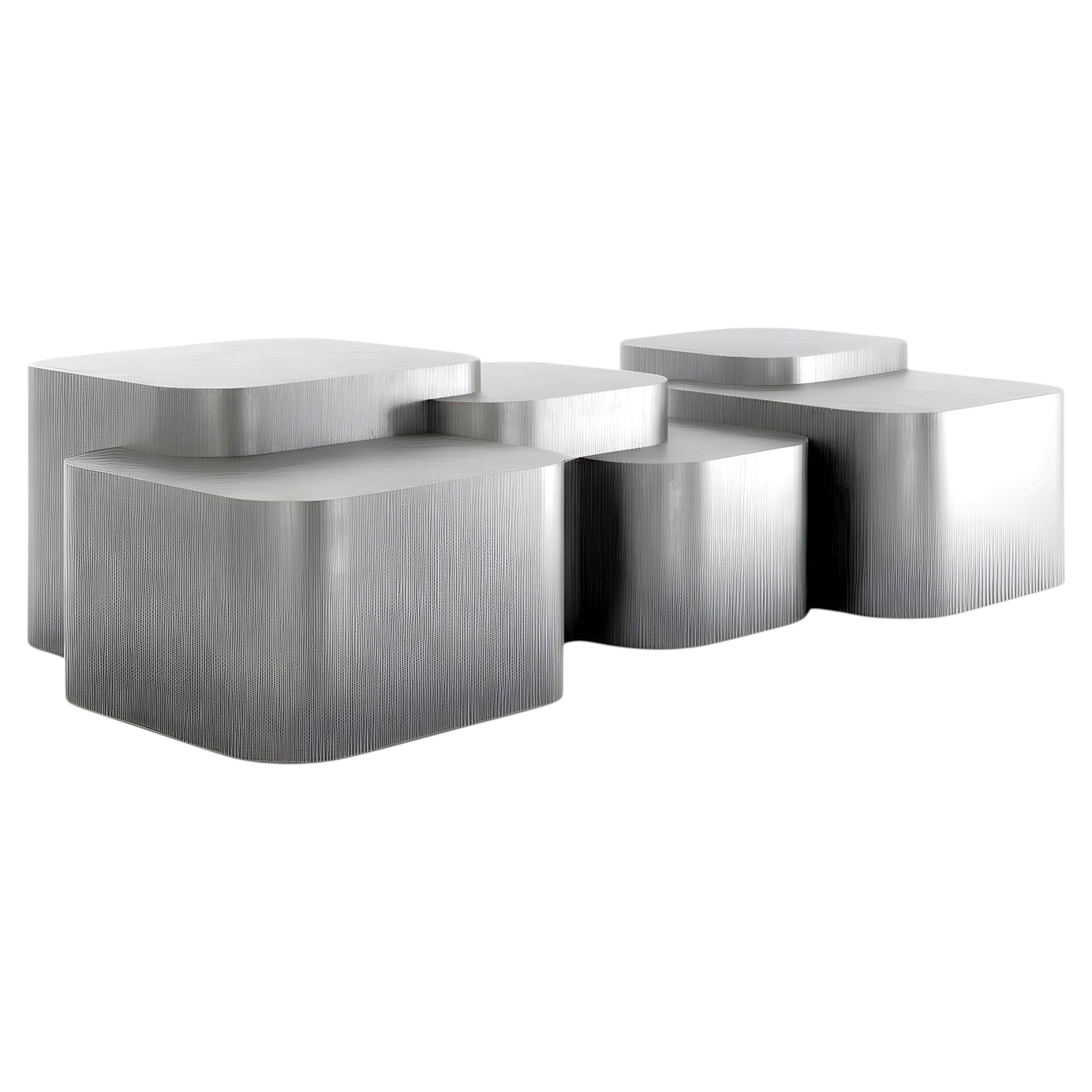 Platea Metalica - Table basse architecturale en inox brossé Par Sidani Design