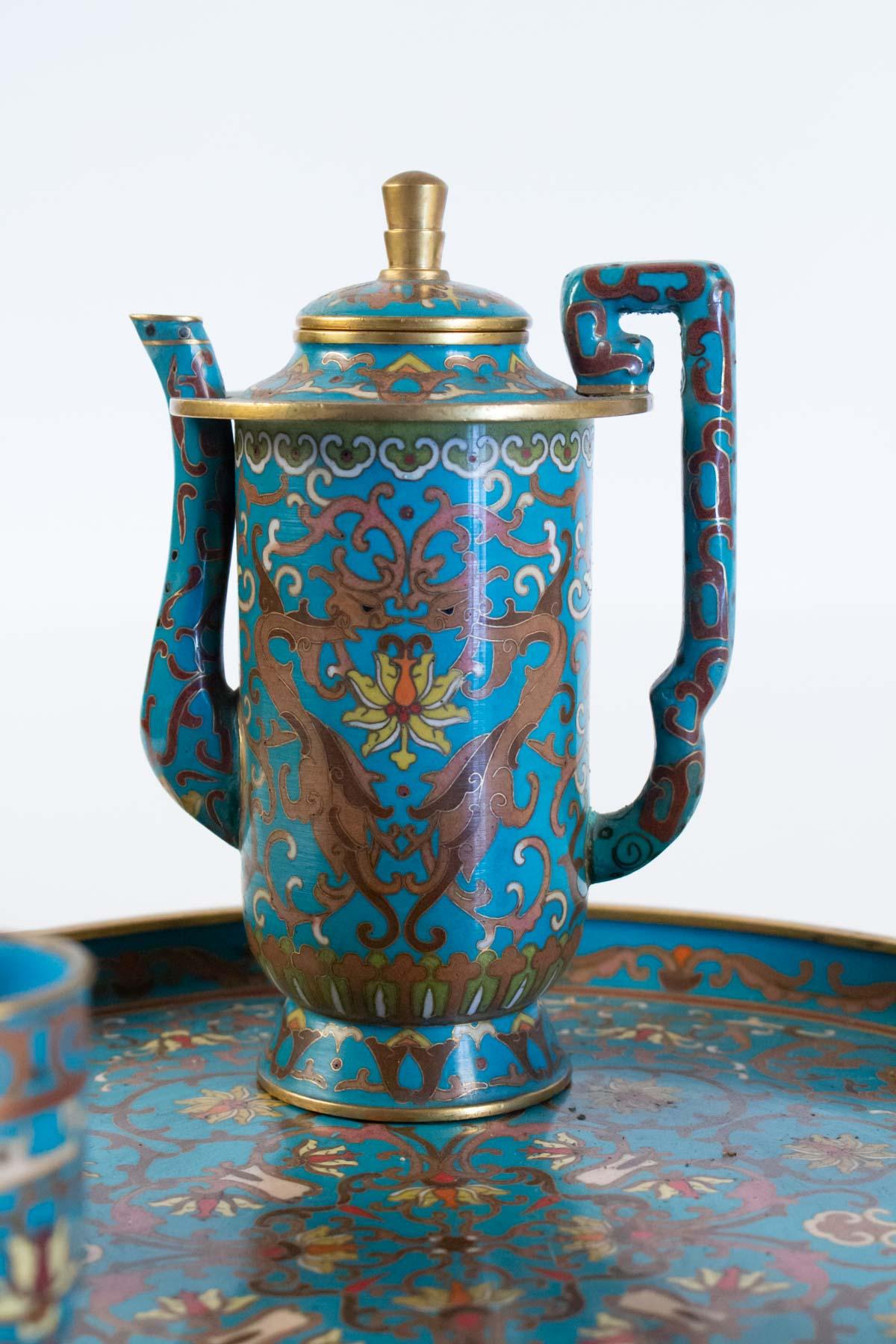 Enameled Plateau, China, Antiquity, Decorated with Cloisonné Emaux