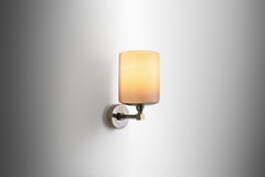 Plated Brass and Opal White Glass Wall Lamp by Paavo Tynell, Finland ca 1940s