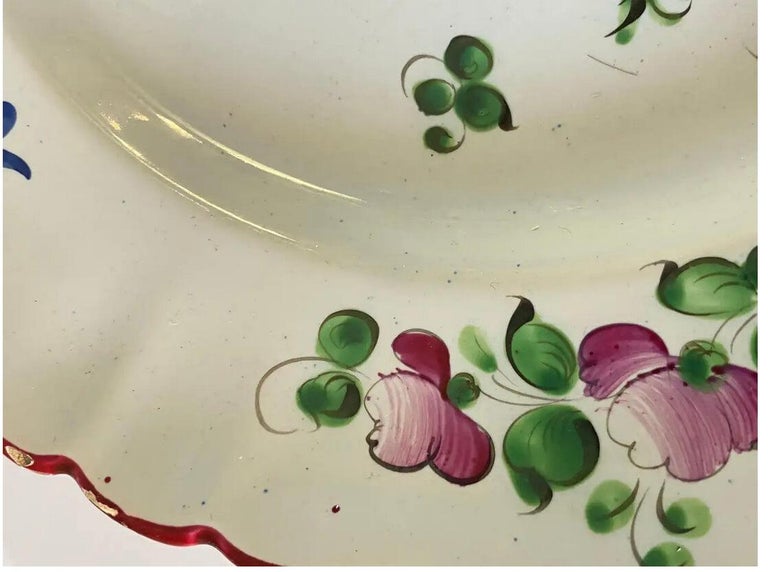 Plates in French Faïence, Red and Green Color, 19th Century