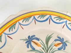 Plates in French Faïence Yellow and Blue Color 19th-18th Century Set of 2
