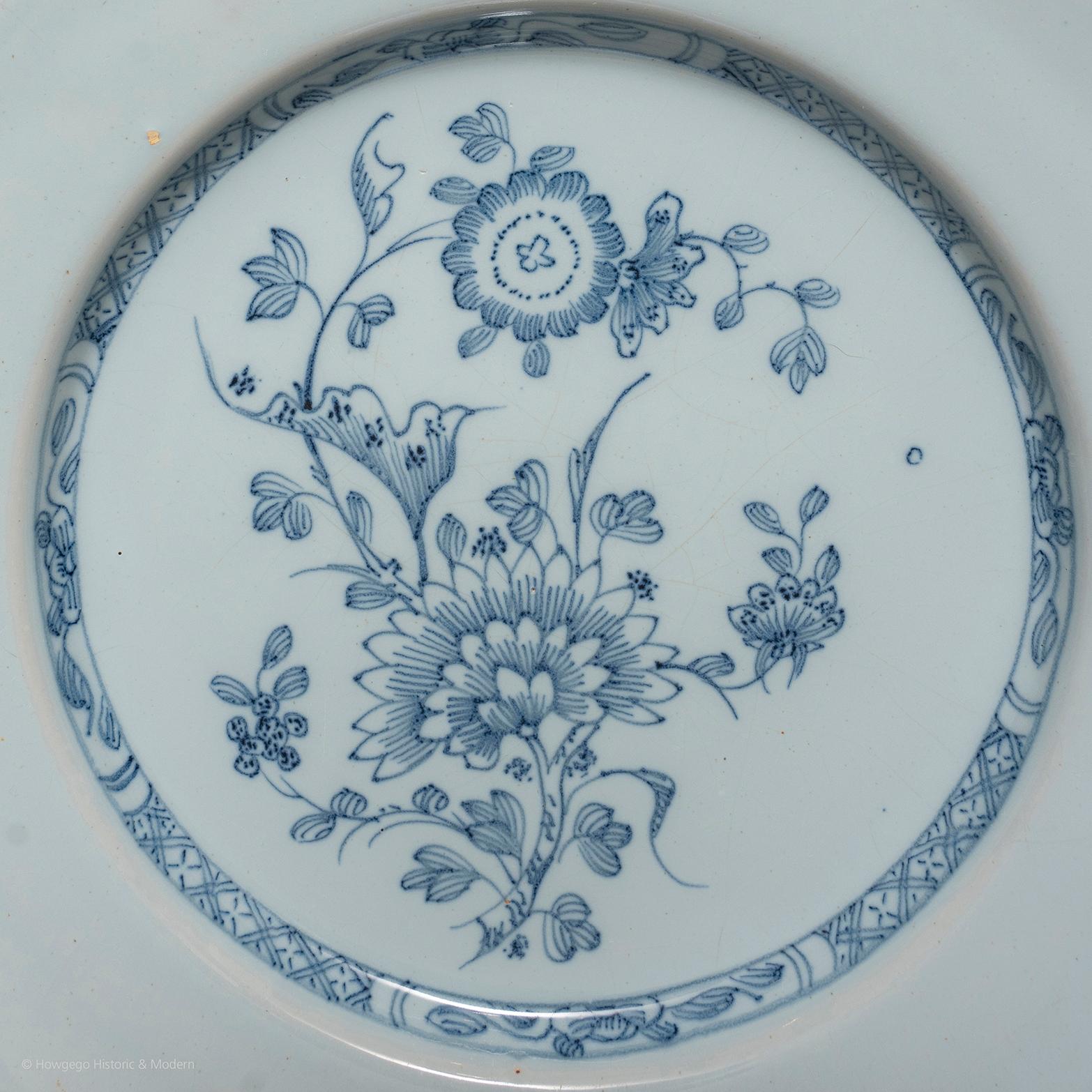 Chinoiserie Plates Pair Delftware Peony Chinioserie Liverpool Blue White For Sale