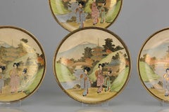 Plates, Satsuma, Meiji Period Mount Fuji Geishas, Japan, circa 1900