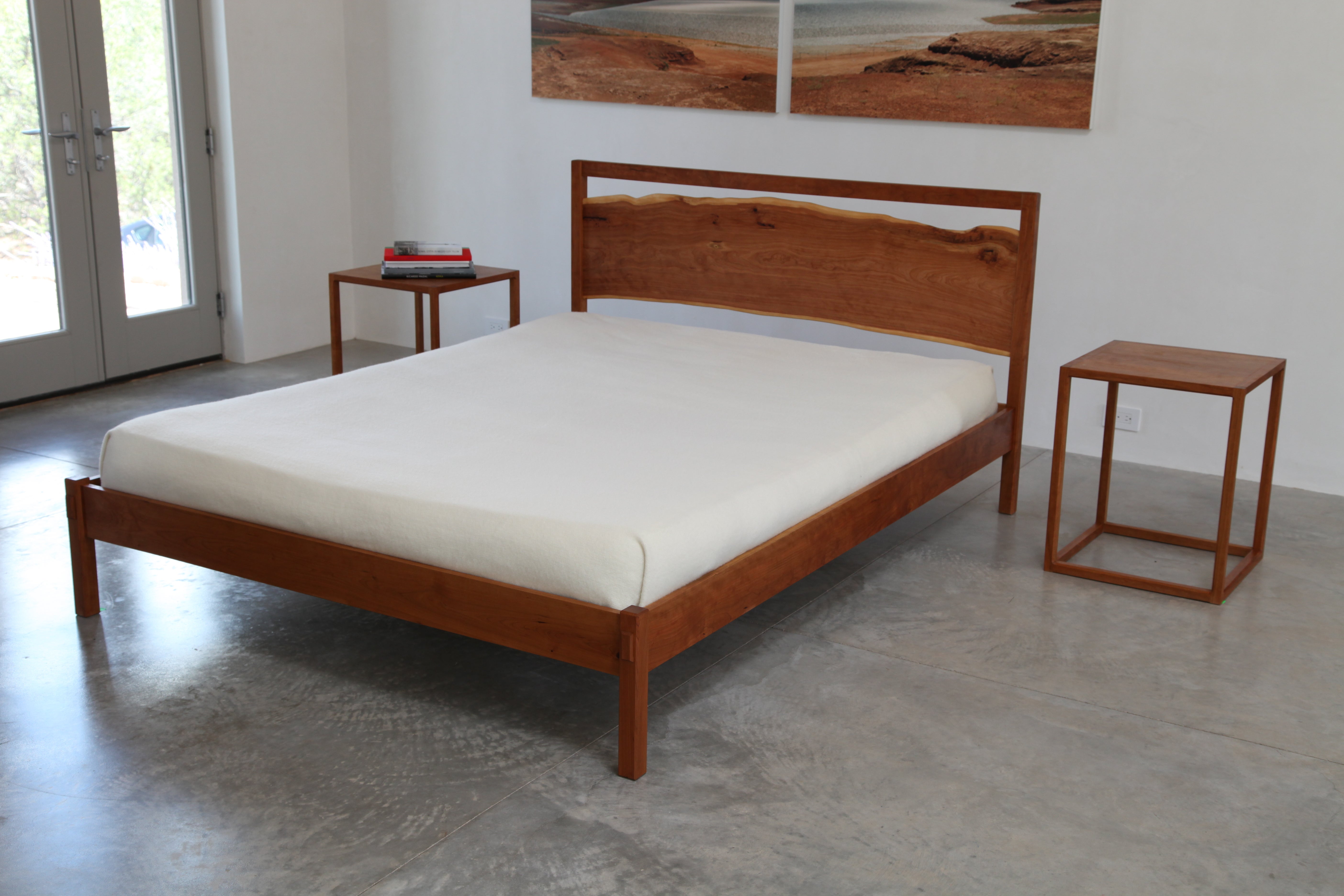 Oiled Platform Bed with Bridle Jointed Headboard in Maple by Boyd & Allister For Sale