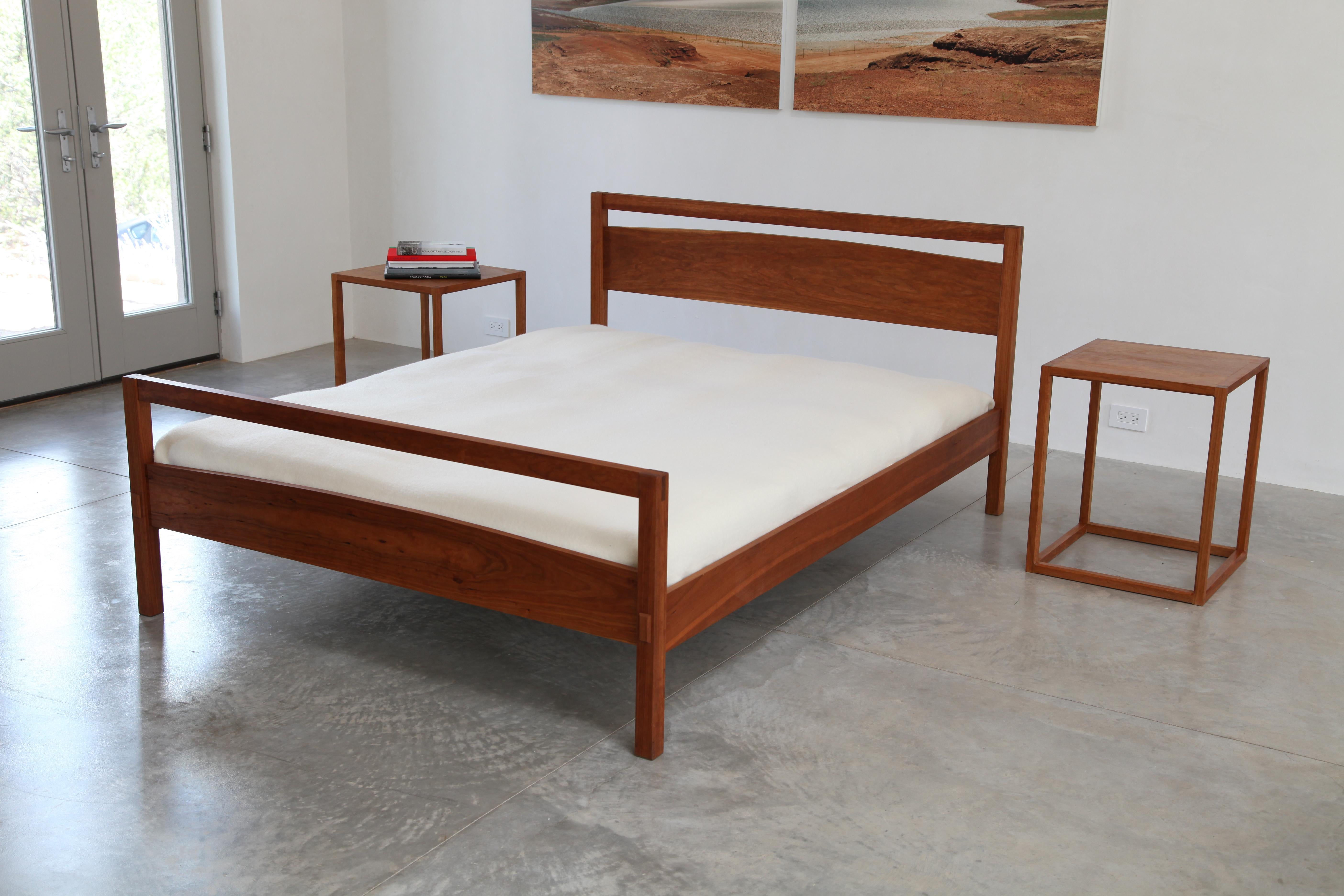 Contemporary Platform Bed with Bridle Jointed Headboard in Maple by Boyd & Allister For Sale