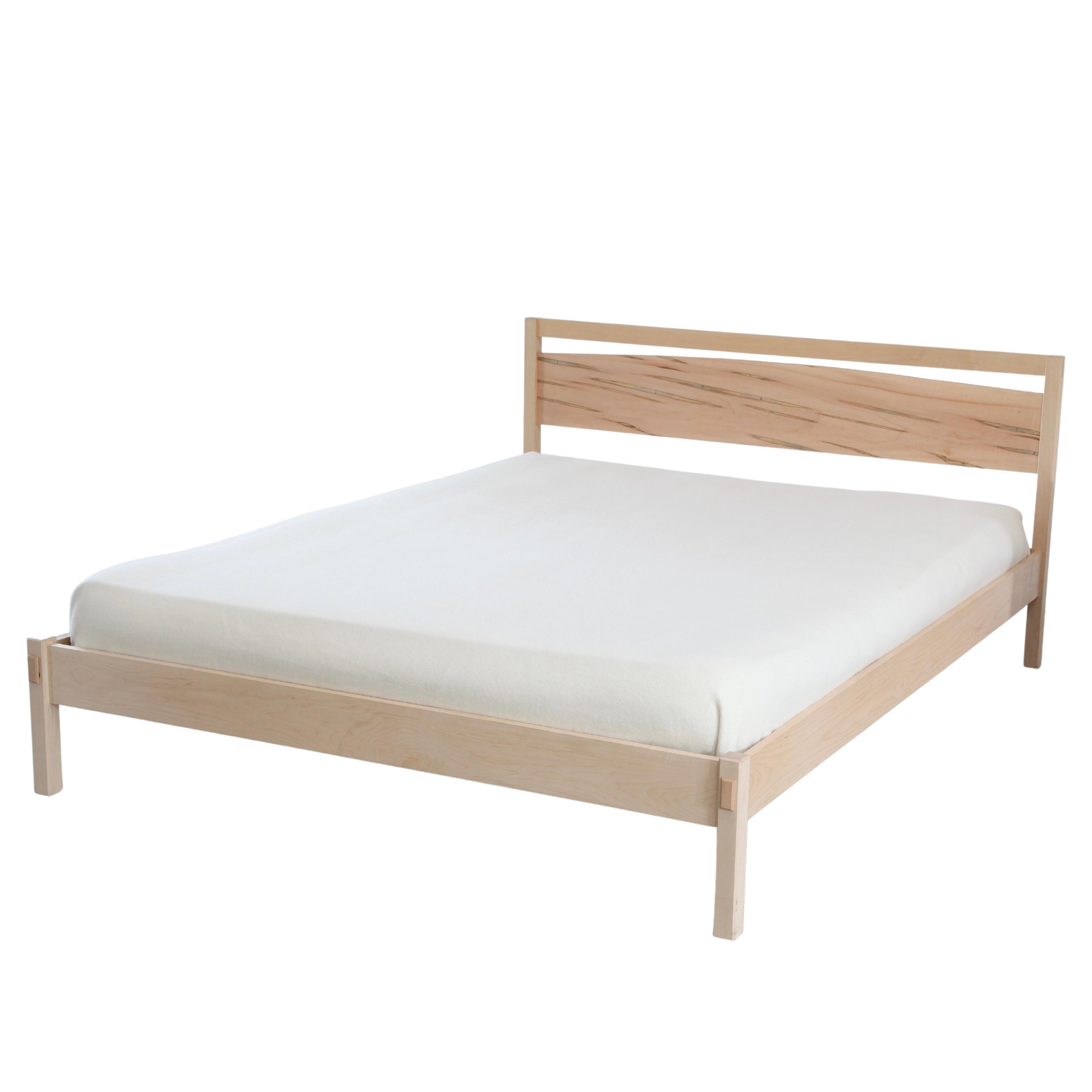 Platform Bed with Bridle Jointed Headboard in Maple by Boyd & Allister For Sale