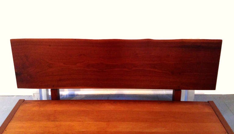 Mid-20th Century Platform Bed with Walnut Headboard in the Style of George Nakashima