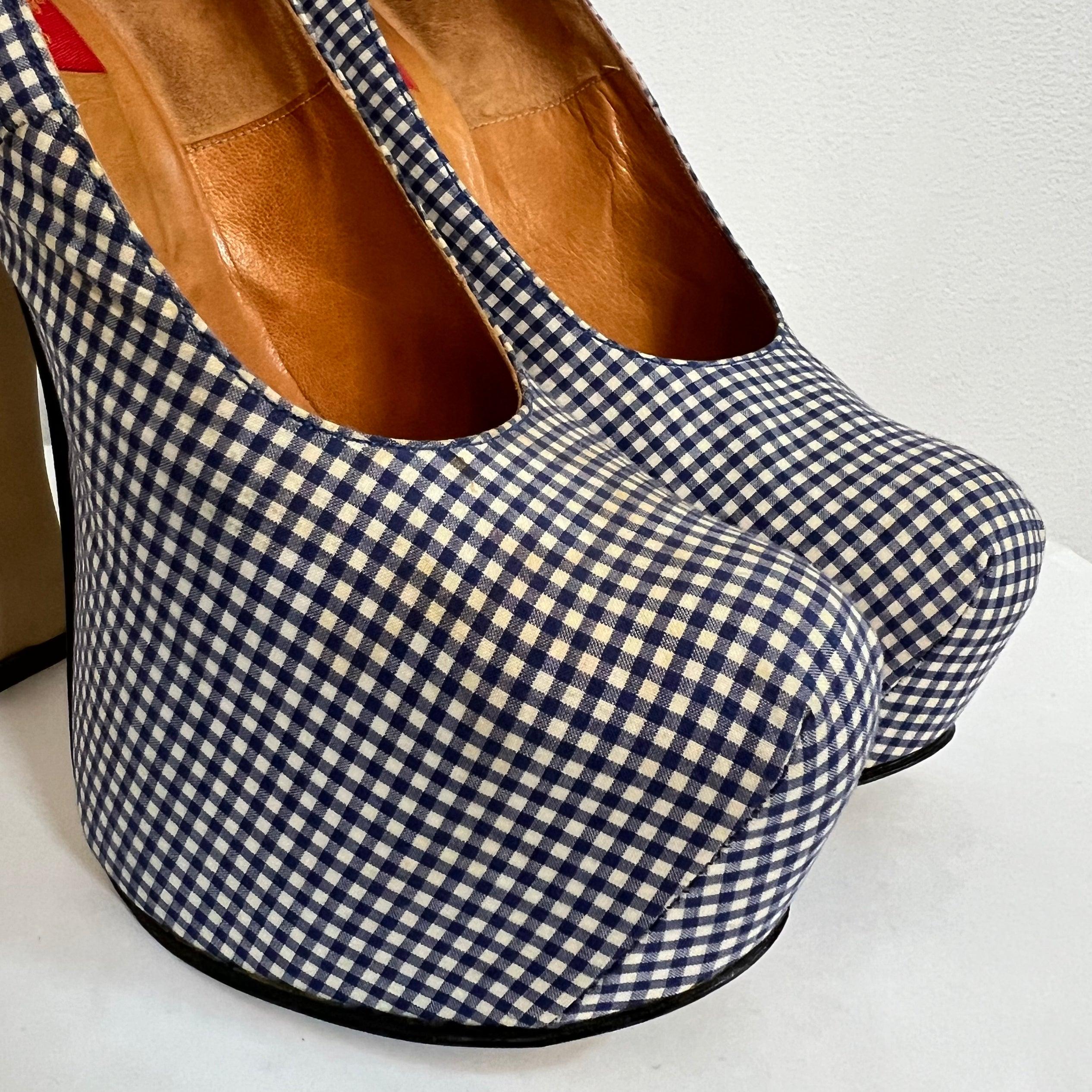 Black Platform heels 1993 Vivienne Westwood gingham For Sale