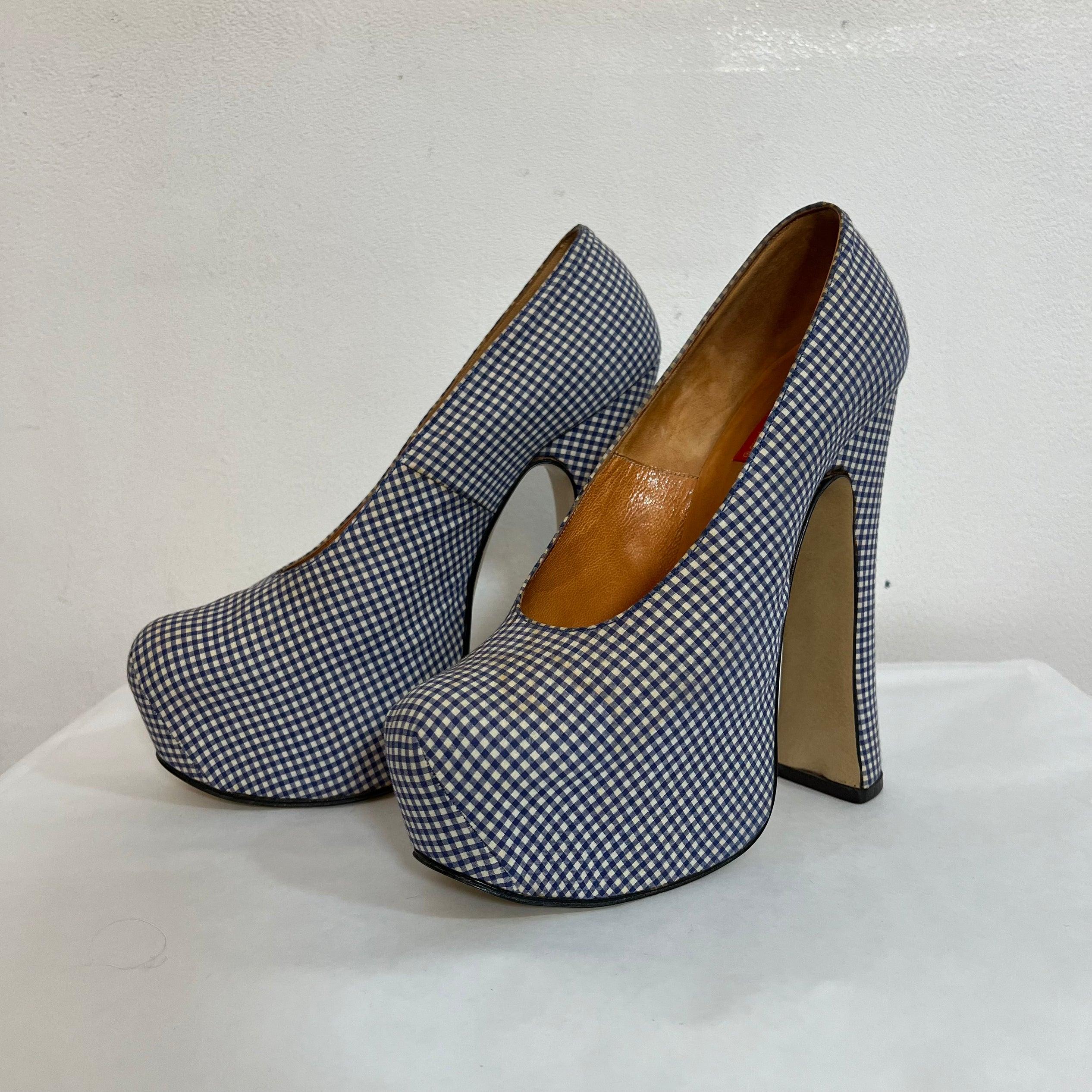Platform heels 1993 Vivienne Westwood gingham In Good Condition For Sale In CAPELLE AAN DEN IJSSEL, ZH