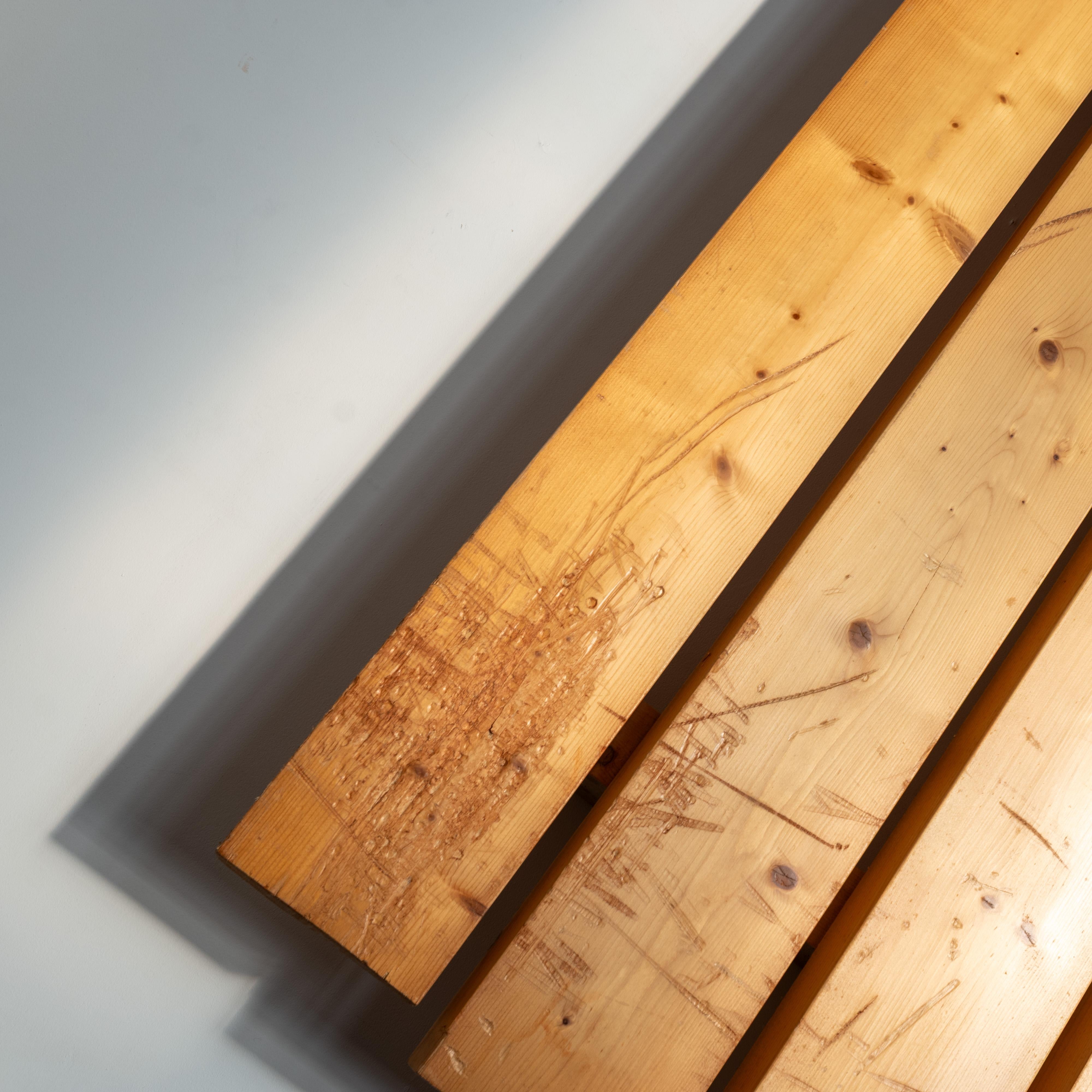 Wood Platform Low Bench by Charlotte Perriand, 1970s For Sale