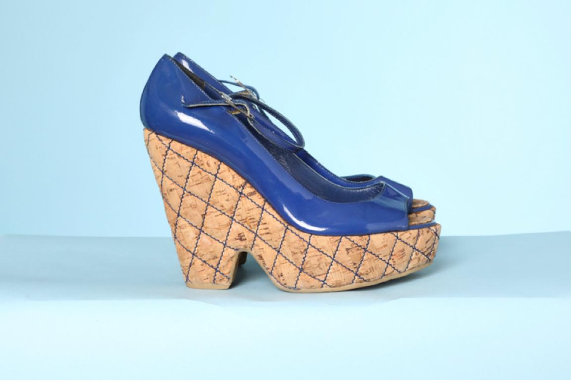 blue patent leather sandals