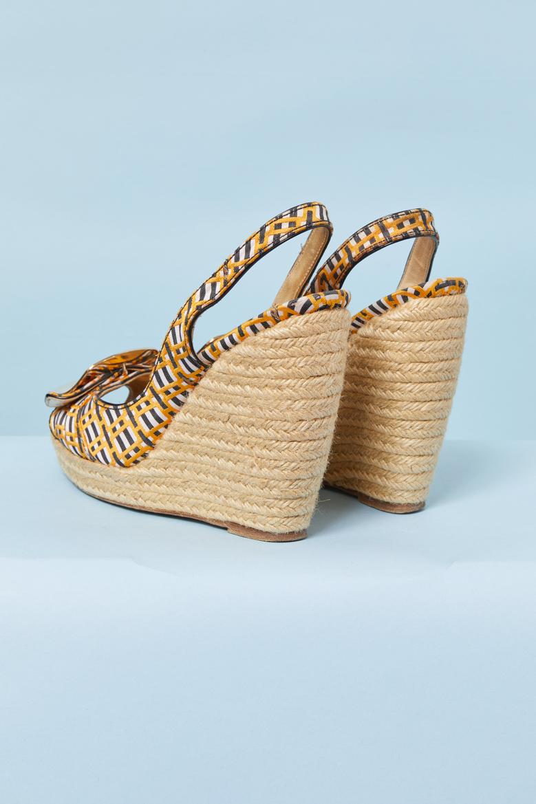 Scarpe con plateau in tessuto jacquard e corda ROGER Vivier In condizioni ottime in vendita a Saint-Ouen-Sur-Seine, FR