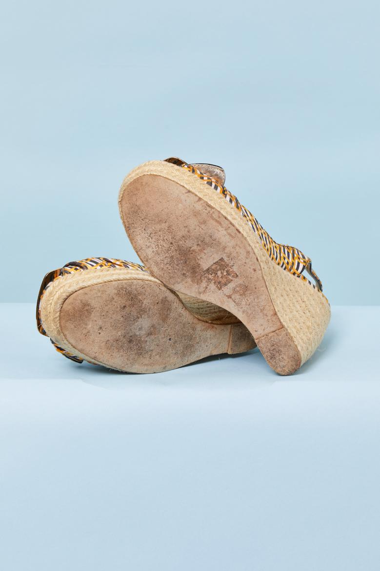 Scarpe con plateau in tessuto jacquard e corda ROGER Vivier in vendita 1