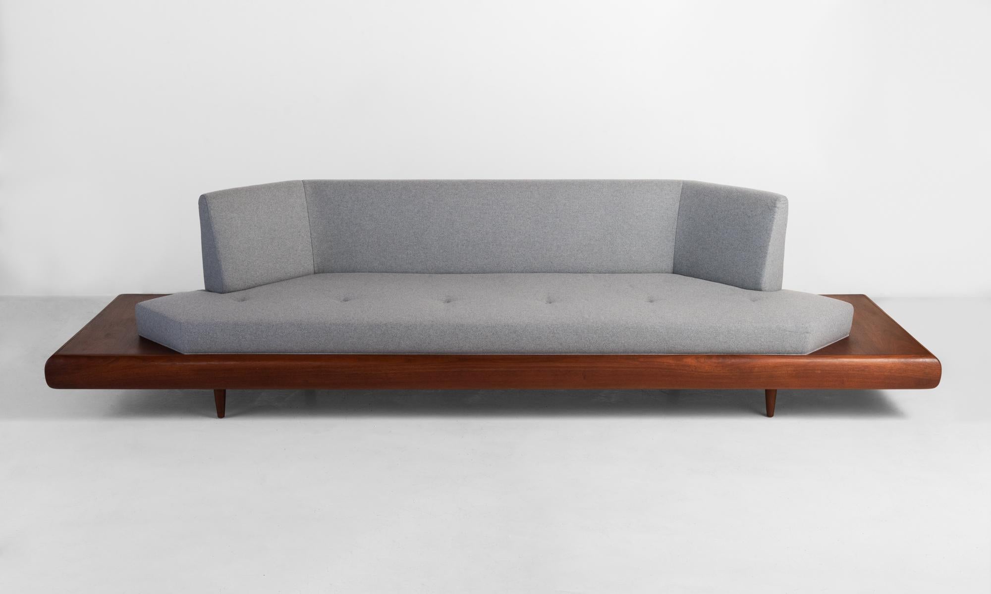 Platform Sofa by Adrian Pearsall, circa 1960.

Produced for Craft Associates; Upholstered seat and back on walnut platform base.