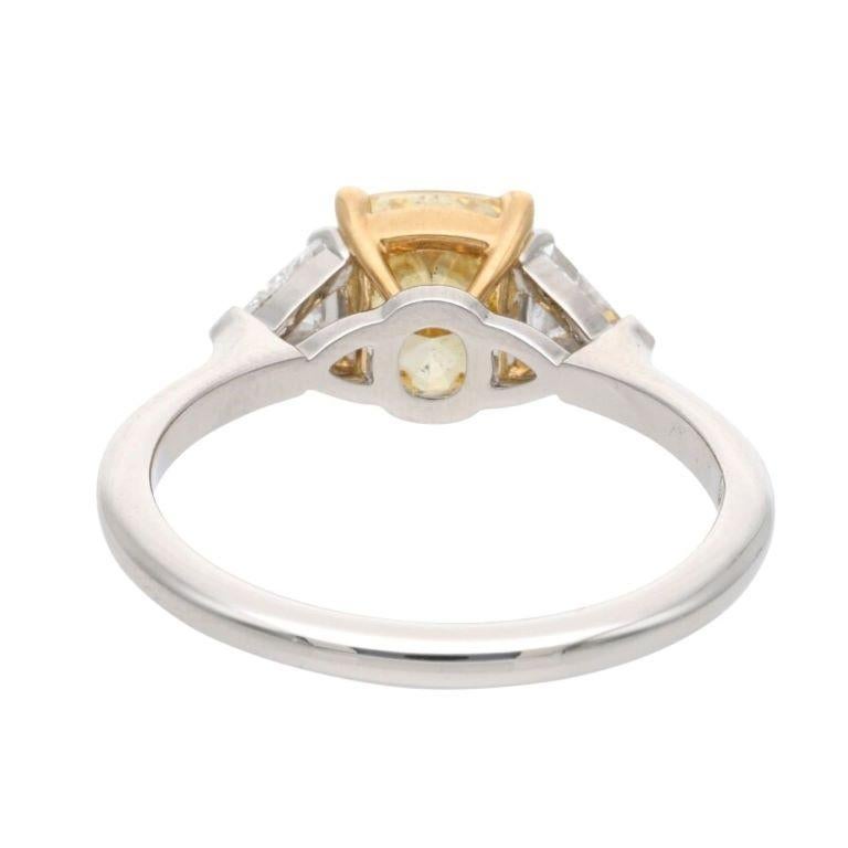 Women's GIA Certified 1.36 Cts Cushion Cut Fancy Intense Orangy Yellow Diamond Ring  For Sale