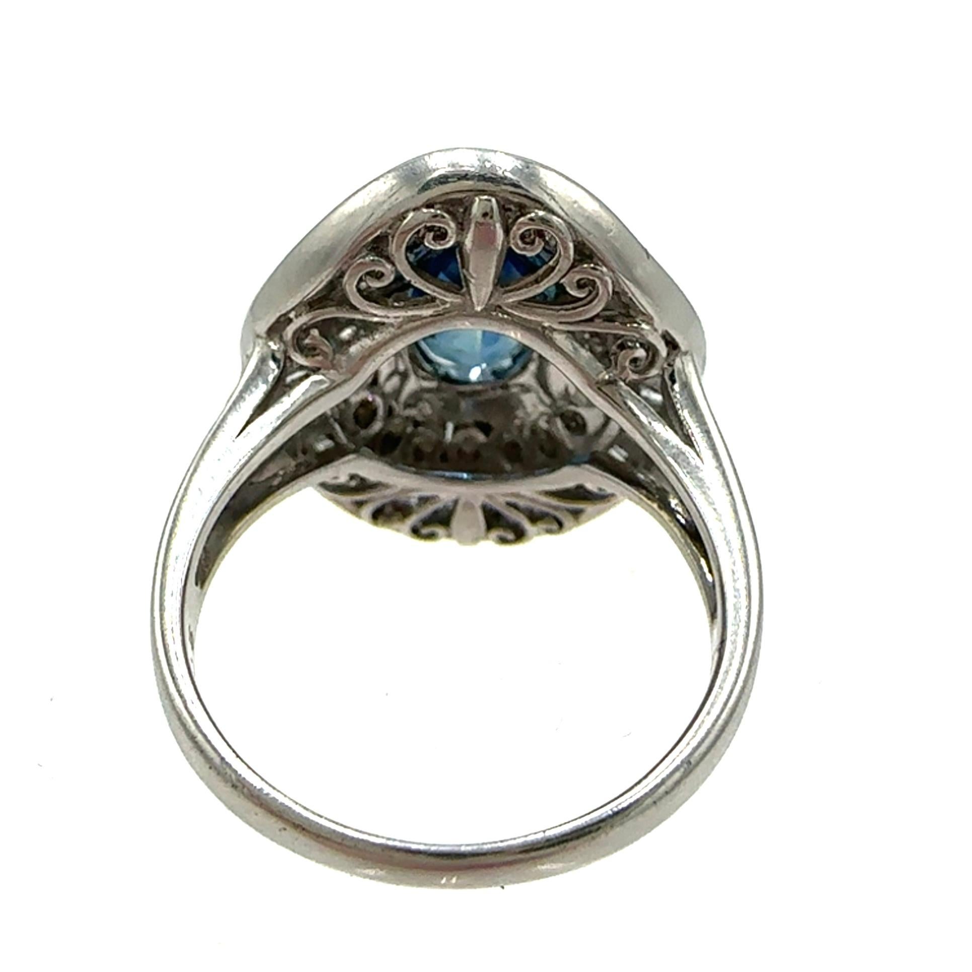 Platin 900 3.81 CTW Sapphire & Diamond Cocktail Ring For Sale 2