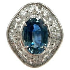 Anello cocktail con zaffiro e diamante in platino 900 3,81 CTW