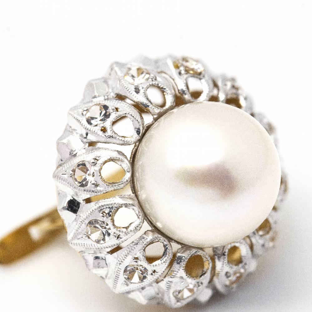 Antique Cushion Cut PLATIN earrings with pearls and Diamonds