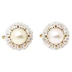 Antique PLATIN earrings with pearls and Diamonds