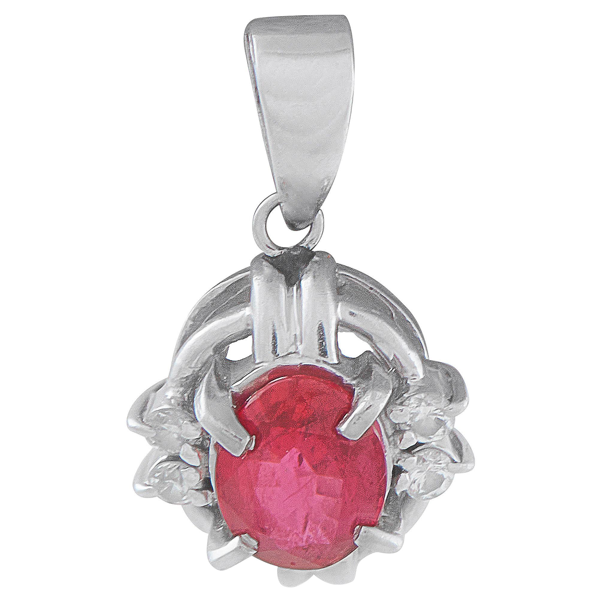 Ciondolo in platino con diamante e rubino da 0,06 carati MF24-121625