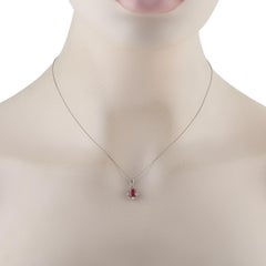 Platinum 0.06ct Diamond and Ruby Pendant Necklace MF20-011426