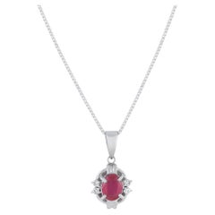 Platinum 0.06ct Diamond and Ruby Pendant Necklace MF20-011426