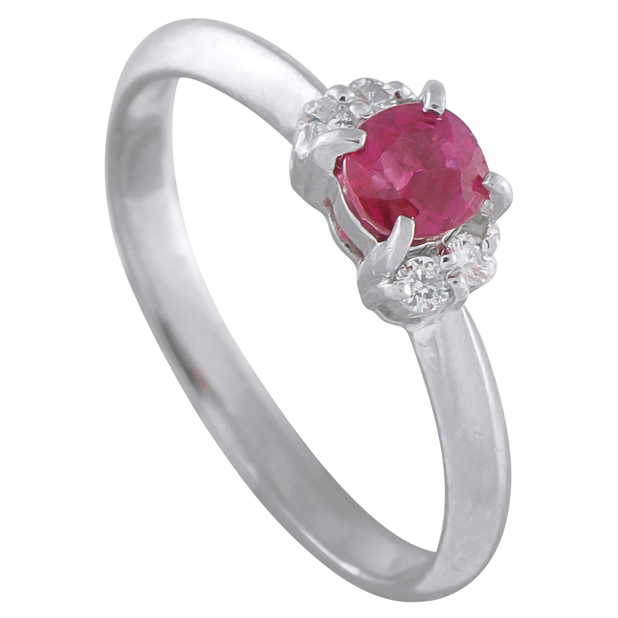 Platinum 0.08ct Diamond and Ruby Ring MF13-101625