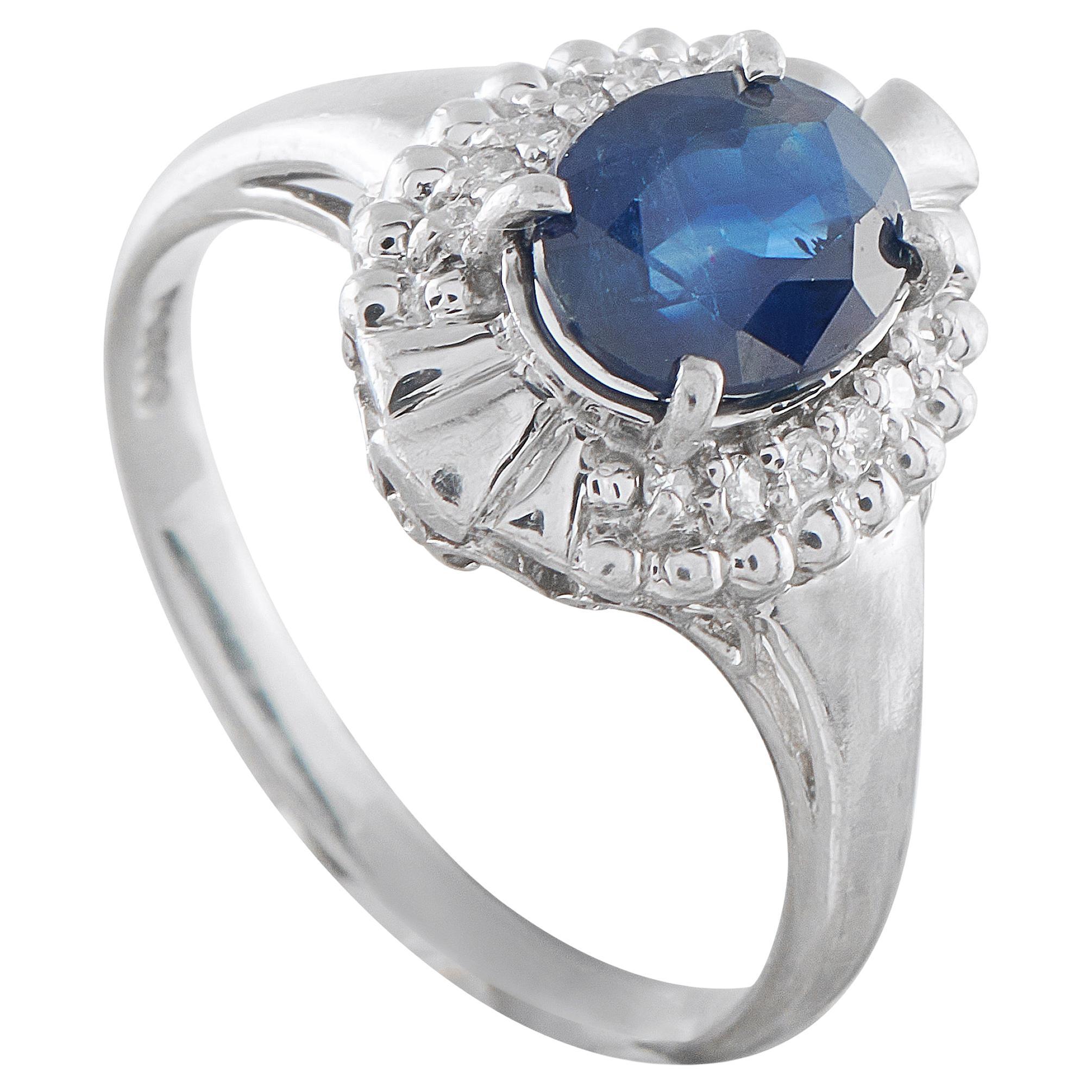 Platinum 0.08ct Diamond and Sapphire Ring MF02-010225