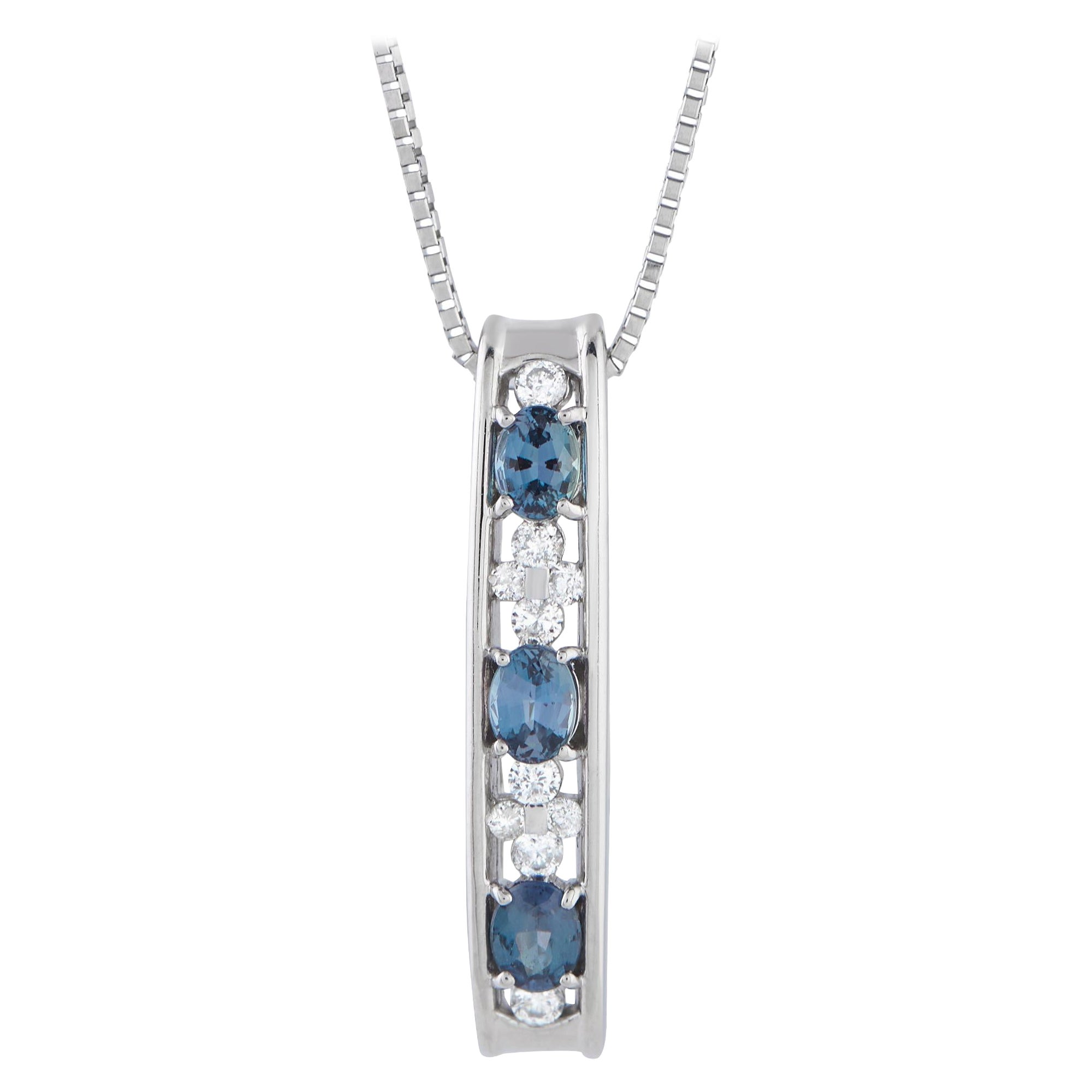 Platinum 0.10ct Diamond and Alexandrite Bar Necklace MF11-101525