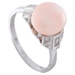 Platinum 0.11ct Diamond and Natural Conch Pearl Ring MF26-070826