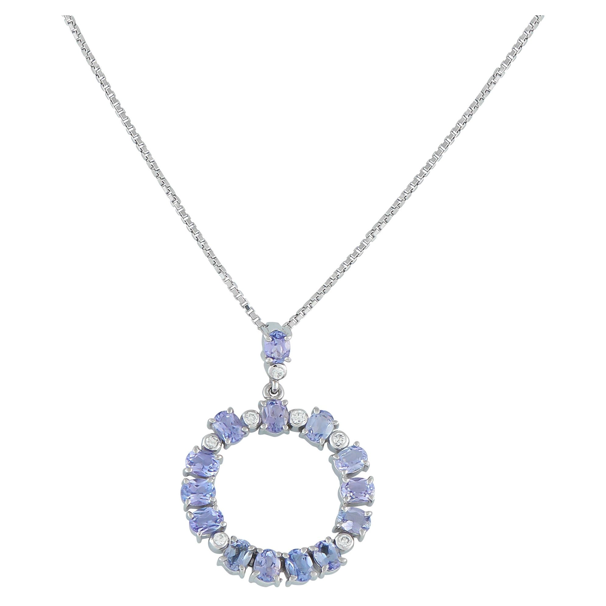 Platinum 0.11ct Diamond and Tanzanite Necklace MF72-101525