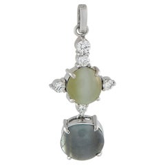 Platin 0,14ct Diamant und Cats Eye Anhänger MF03-010226