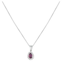 Platinum 0.14ct Diamond and Ruby Pendant Necklace