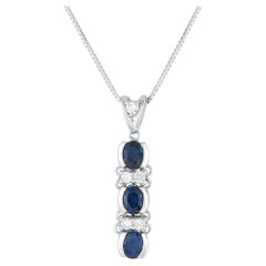 Platinum 0.14ct Diamond and Sapphire Necklace