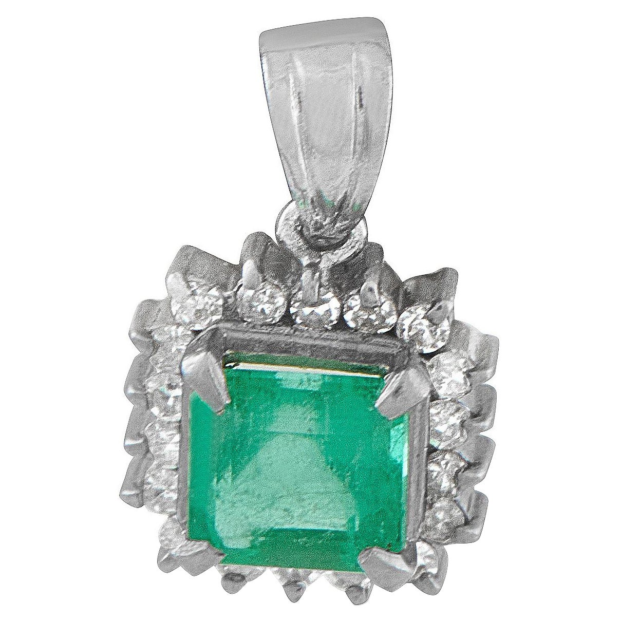 Ciondolo in platino con diamante e smeraldo da 0,15 carati MF22-121625
