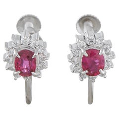 Orecchini in platino con diamanti e rubini da 0,15 carati MF35-031326