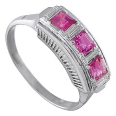 Platinum 0.15ct Diamond and Ruby Ring MF10-110625