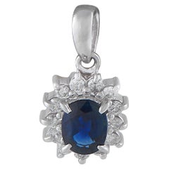 Platinum 0.15ct Diamond and Sapphire Pendant MF27-121625